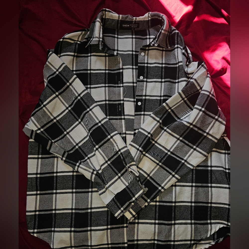 Shein Black and White Plaid Shirt